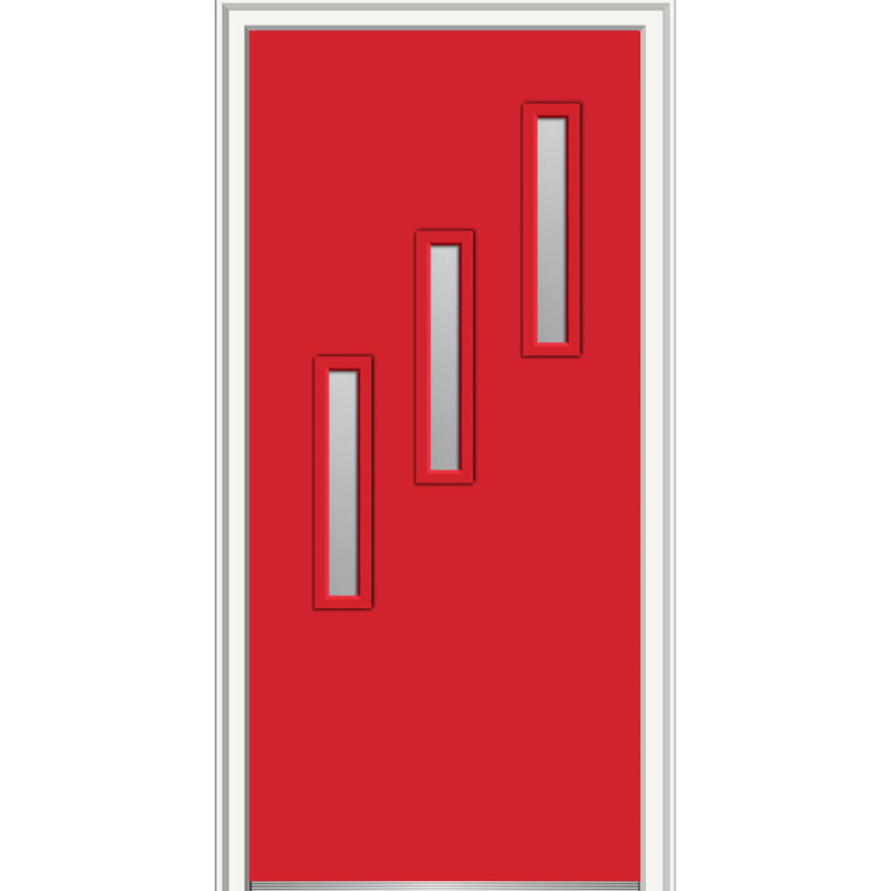 Porte d'entrée pré-suspendue en acier Spotlight, S'ouvre à droite vers l'intérieur, H 80 po x l 30 po x P 1,75 po, Noir