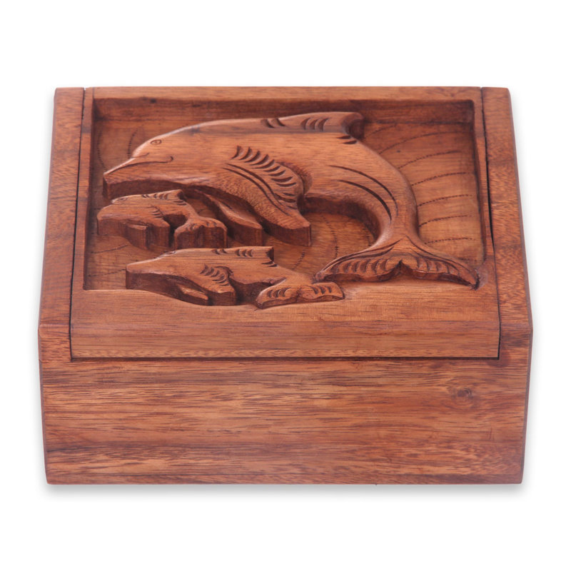 Boîte en bois massif Zslater Dolphins