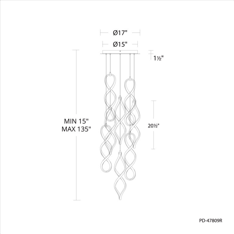 Interlace Round Multi-Light 4-CCT Pendant, Chrome