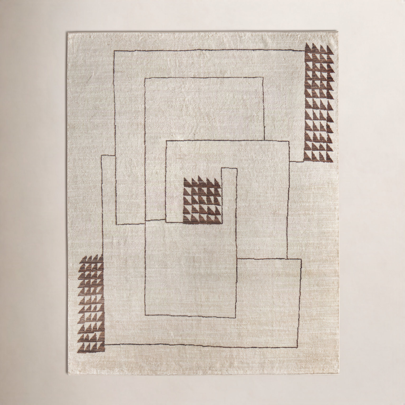 Monaco Ivory Hand-Knotted Abstract Rug, Rectangle 8'6" x 11'6"