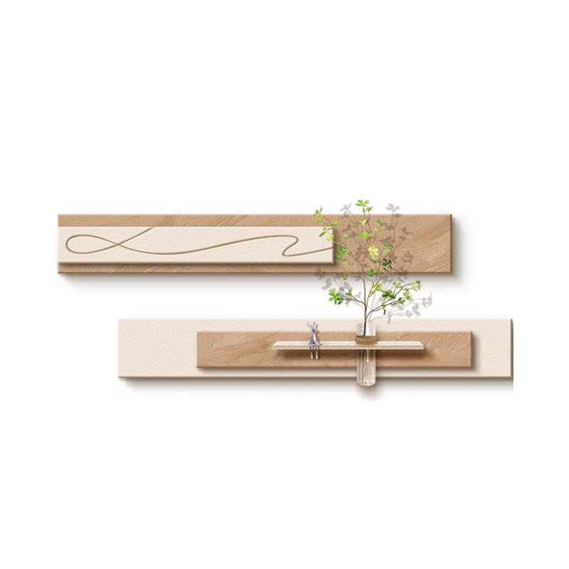 Murale de plante verte en bois à panneau horizontal de style crème hydroponique, H 10,63 po x l 70,87 po x P 0,47 po, Brun