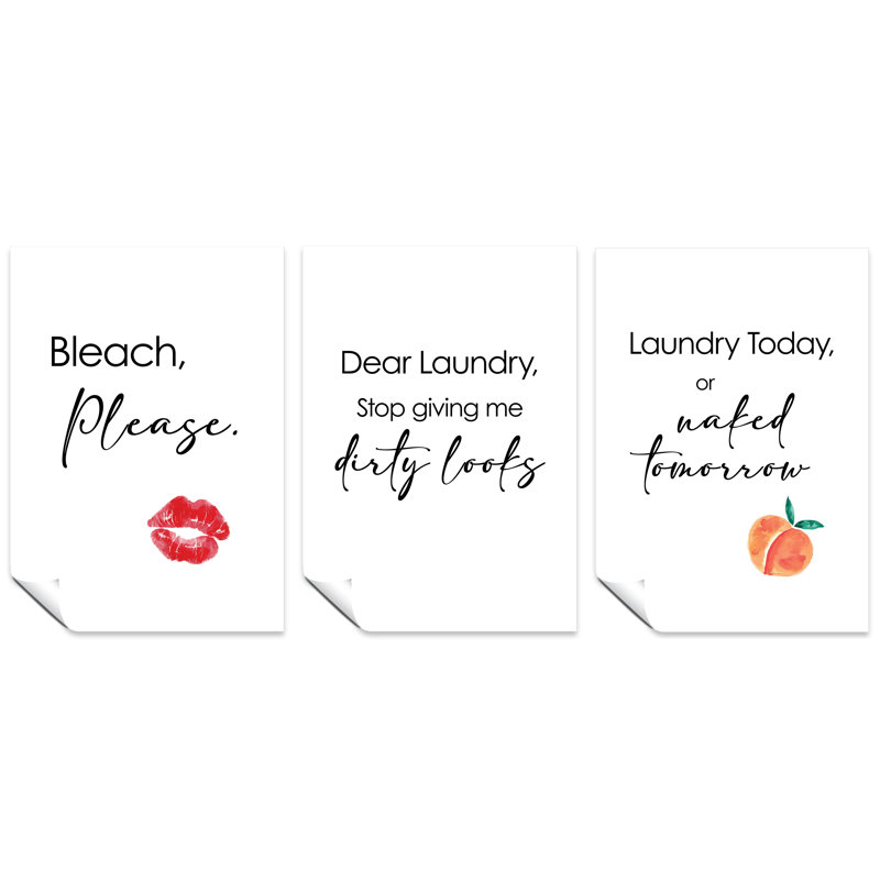 Bleach Please For Utlity Room - 3 Piece No Frame Print Set, 29.7cm H x 21cm W