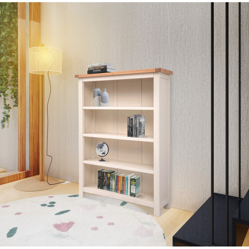 Venice 120cm H Standard Bookcase, (4 Shelves) 120cm H x 89cm W x 25cm D, White/Light Top