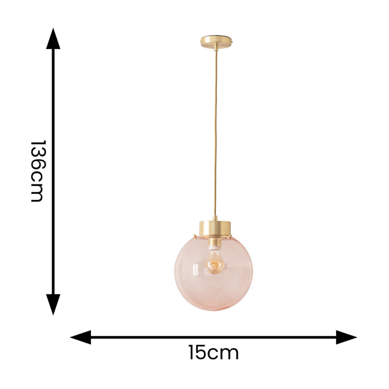 Frenchie Pink Glass Globe Capped Ceiling Pendant Light, No