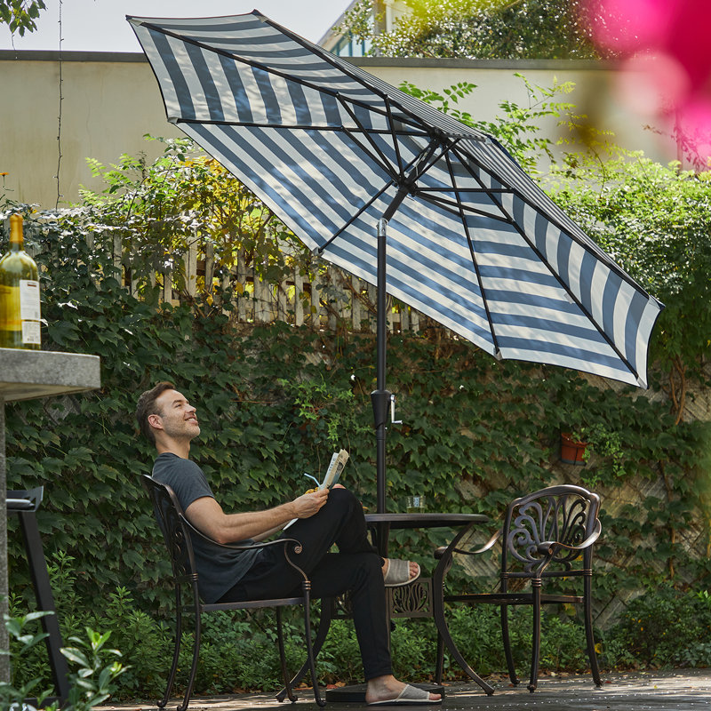 Elev 132'' Market Umbrella, Blue/White, 11ft