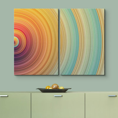 «Colorful Brushstrokes» signleader, impression sur toile encadrée, ensemble de formes géométriques vibrantes, arc-en-ciel, abstrait, formes, illustrations, minimaliste, coloré, rétro, rétro, pour le salon, la chambre à coucher, le bureau
