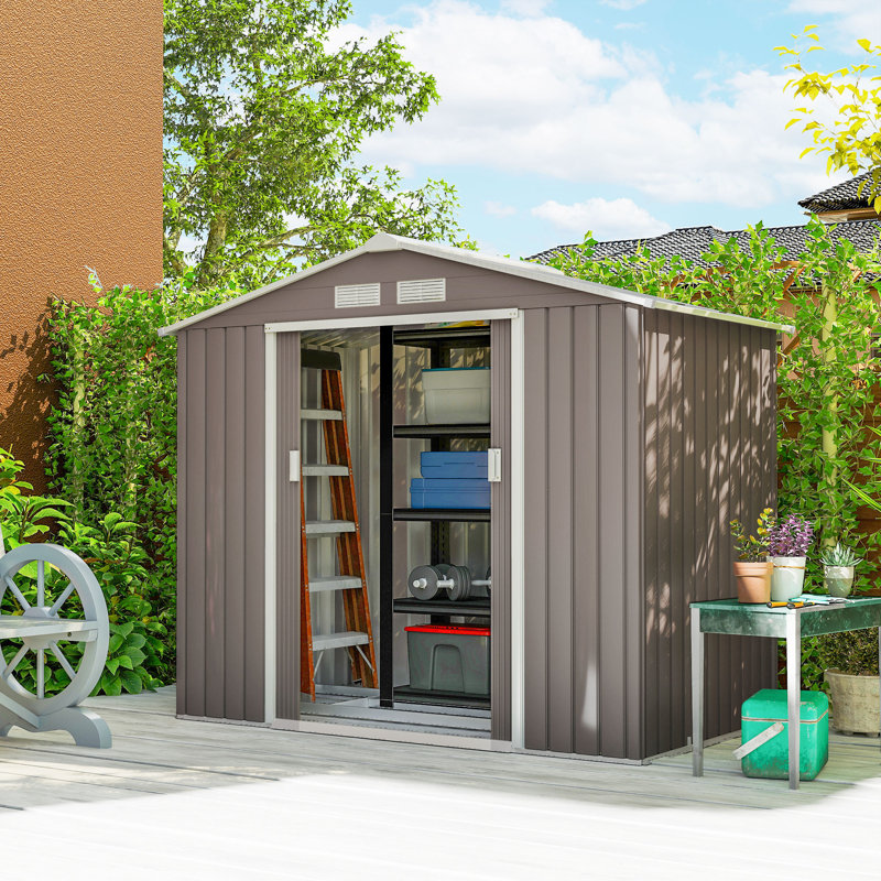 7 ft. W x 4 ft. D Metal Apex Garden Shed