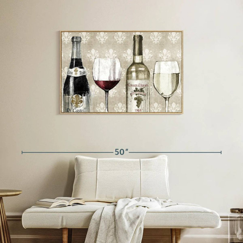 Crayon à vin III, Cadre flottant en bois naturel, 37 po x 25 po