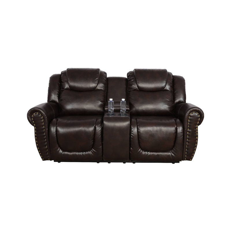 Causeuse inclinable en similicuir 77 po Tanweer, Brun