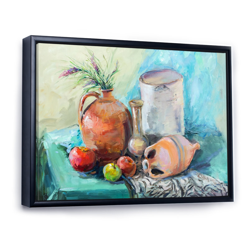«Fruit Table Impressionism II - Farmhouse», art mural sur toile, H 8 po x l 12 po x P 1 po, Cadre flottant noir