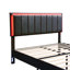 Ensemble de chambre à coucher 3 pièces, grand lit tapissier avec lumières DEL et deux veilleuses à mouvement, table de chevet en polyuréthane avec 2 tiroirs et poignée en cristal, noir