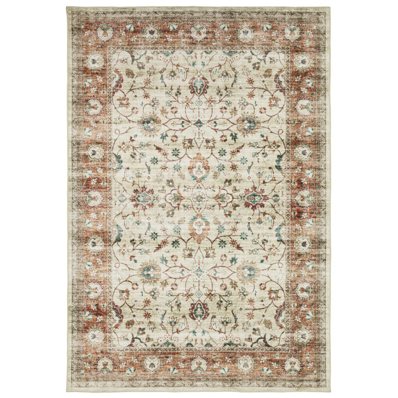Tapis ivoire / rouille Maderia, Rectangle 5 pi x 7 pi