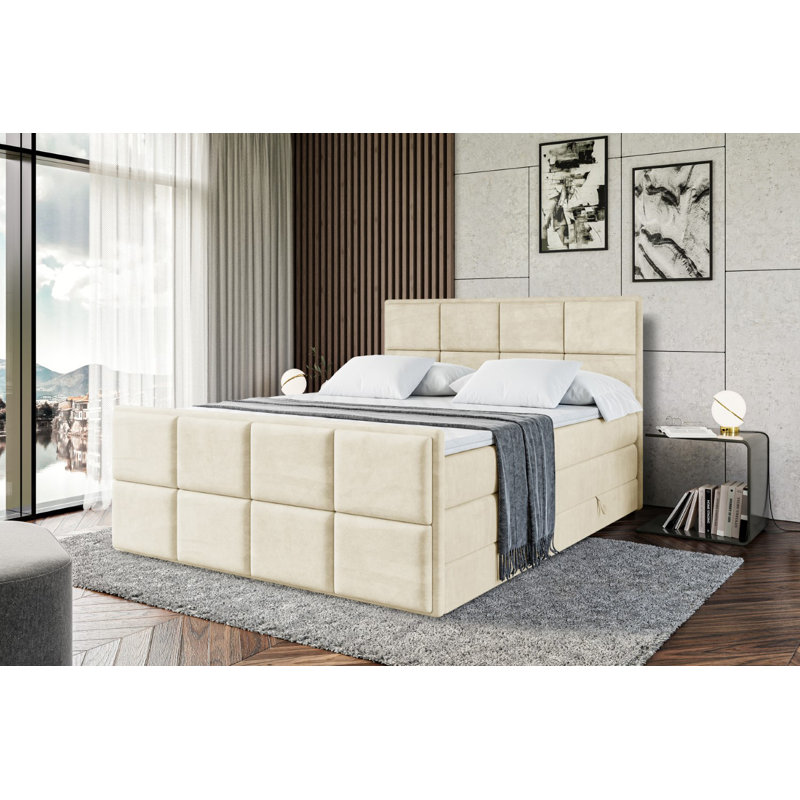 Bed, 160cm W x 200cm L, Beige