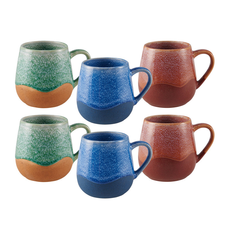 Reactive Clay 3 Colorway Mugs. Set Of 6