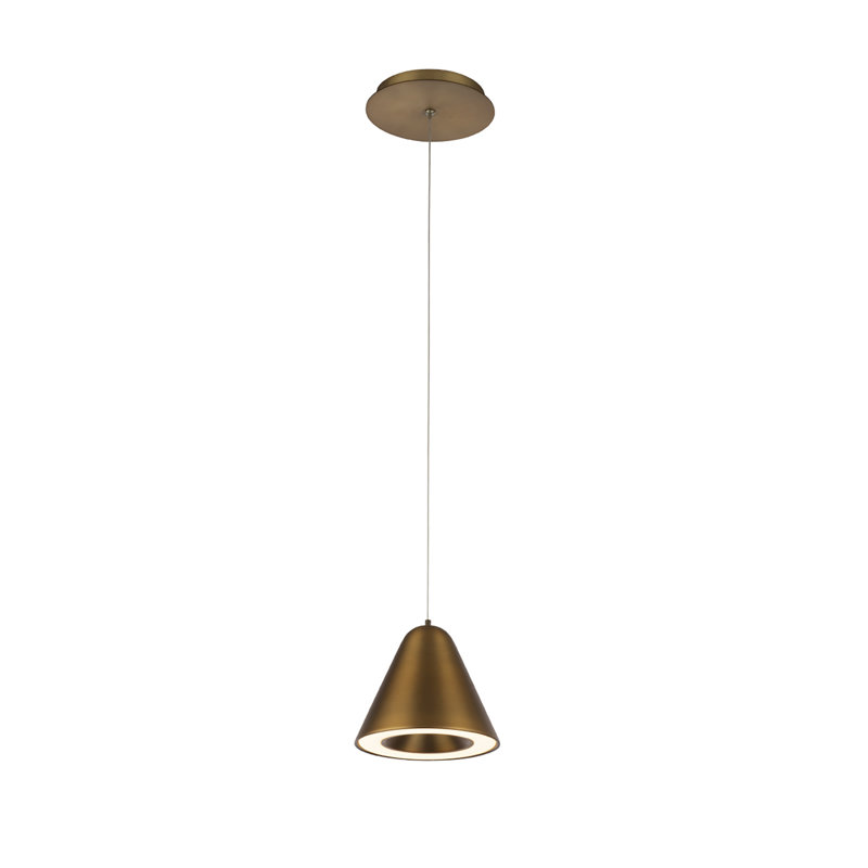 1 - Light Single Cone LED Pendant, Black, No