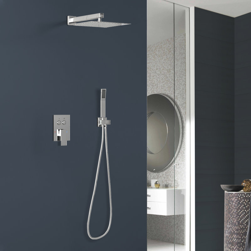 Topcraft 10-Inch Wall Mounted Square Shower System With Rough-In Valve, Chrome