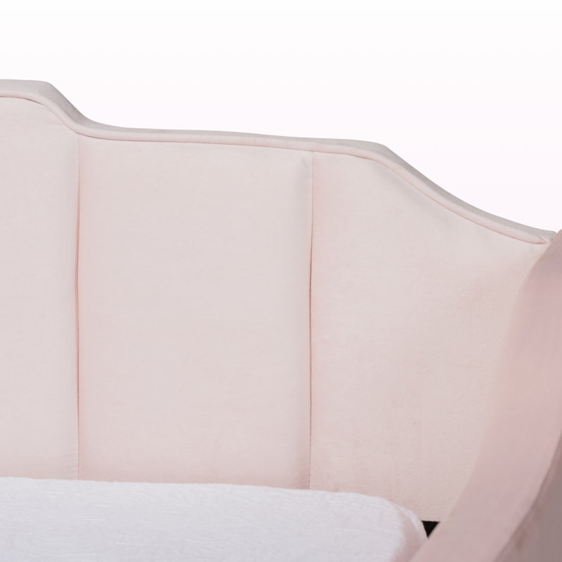 Marlee Modern Twin Size Velvet Fabric Daybed in Pink, 34.71" H X 81.50" L X 41.84" W, Twin, Pink