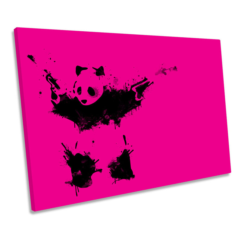 Banksy Panda Pandamonium - Wrapped Canvas Print, 91.4cm H x 137.2cm W