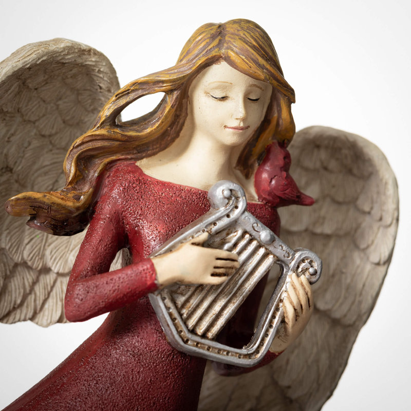 Figurine ange de Noël 9,75 "avec harpe, multicolore