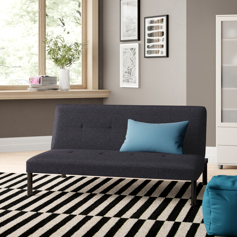 Iselys Twin 64'' Upholstered Convertible Sofa, Midnight Gray