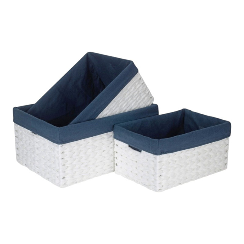 Beachcrest Home Wicker Decorative Basket, Blue
