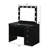 Contemporary Bedroom Makeup Vanity Table With 5 Drawers, Black Glass Top And Finish Style For-1755728149