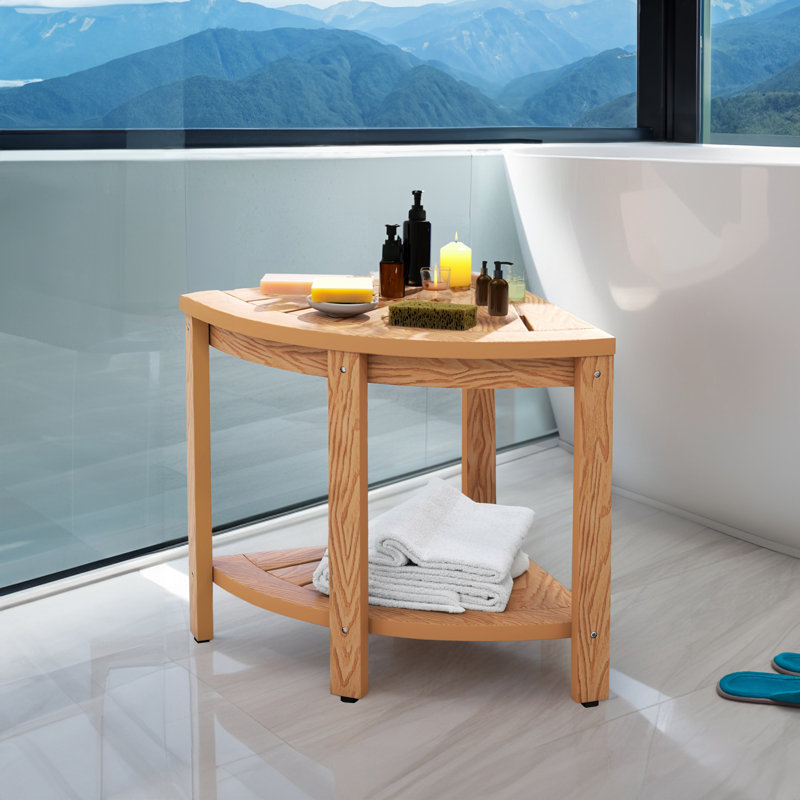 Denaly 22.3'' W Plastic / Acrylic Corner Shower Bench, Brown
