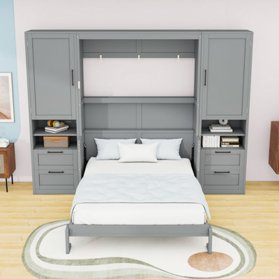 Queen Murphy Bed with Closet ,Drawers and Shelves