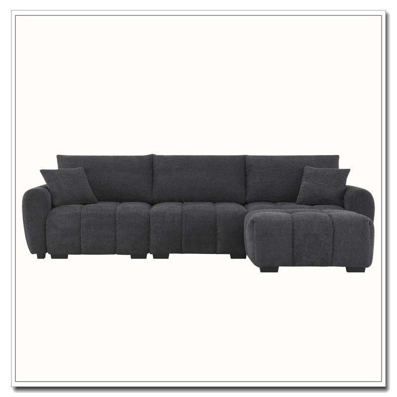 Canapé modulaire en tissu Boucle, Noir