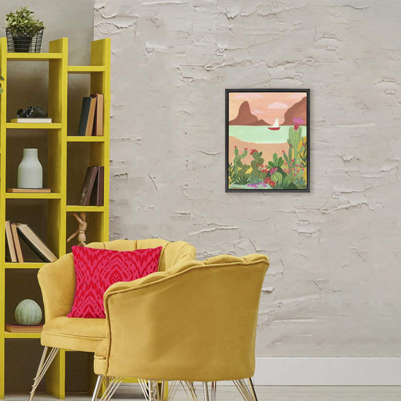 Cadre flottant Desert Oasis, design par Nabeela Rumi, Cadre flottant noir de jais, H 21 po x l 17 po