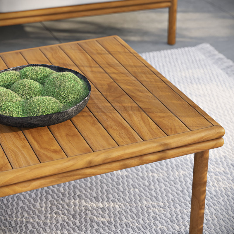 Wren Outdoor Patio Teak Wood Coffee Table In Natural