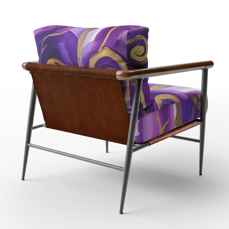 Mowatt Mettalic II - Upholstered Purple And Gold Glam Accent Arm Chair, Black