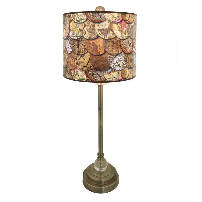 Besser Crystal Buffet Lamp, Antique Brass