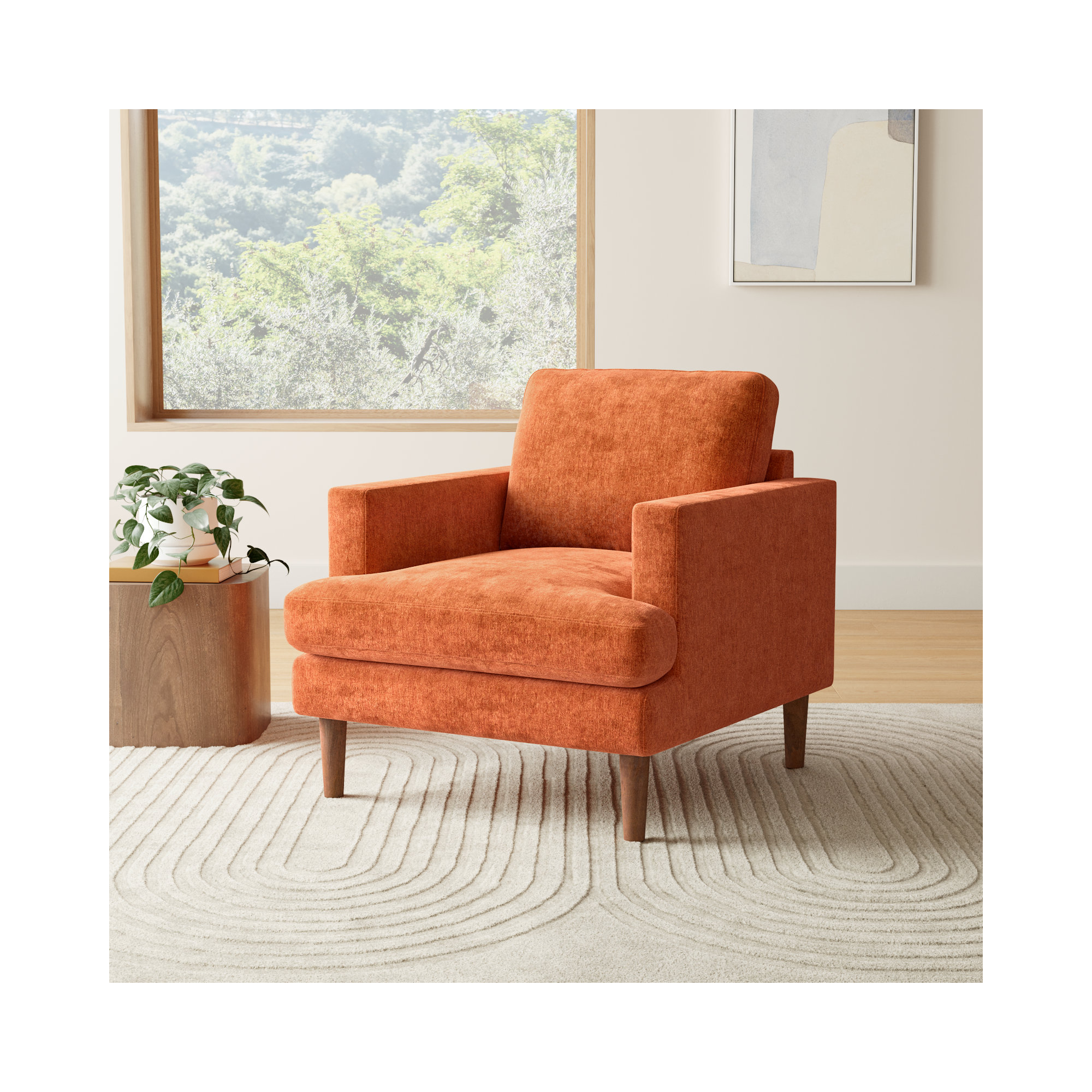 Laguna Upholstered Armchair, Rust Performance Chenille
