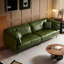 Causeuse-coussin modulaire en cuir véritable vert-2143340616