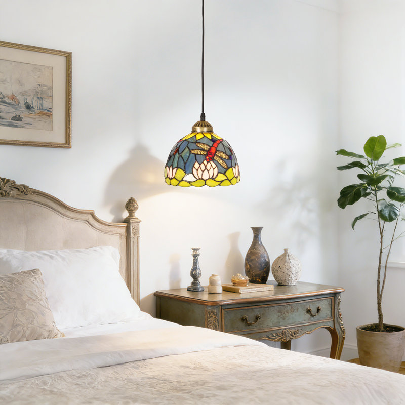 1-Light Mini Stained Glass Pendant Light