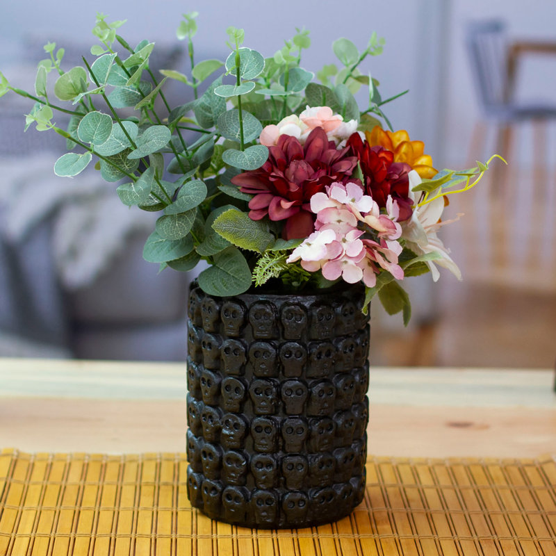 Corita Handmade Ceramic Pot Planter, Black, 7" H x 5" W x 5" D