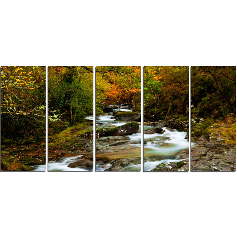 «Flowing River in Autumn», ensemble de 5 reproductions d'art sur toiles tendues