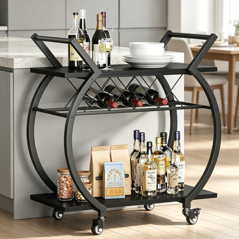 Wine Bottle & Glass Rack, Black