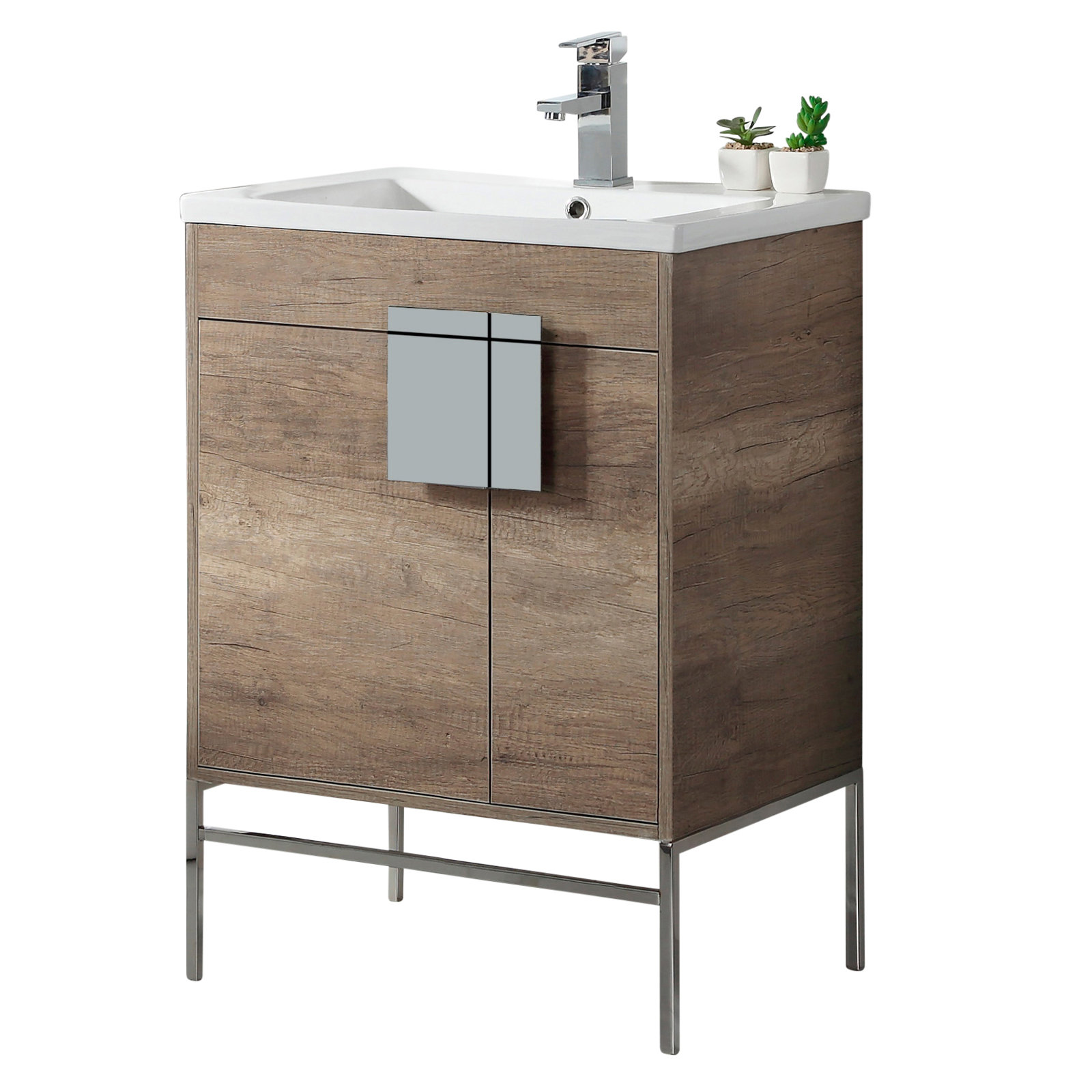 Maisie 24'' Single Bathroom Vanity, Polished Chrome, Gray