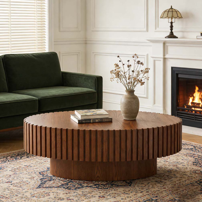 Table basse ovale, Bois naturel