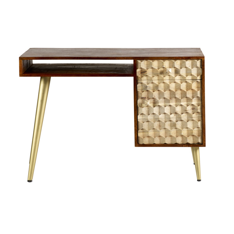 Rosemont Solid Wood Top Metal Base Writing Desk