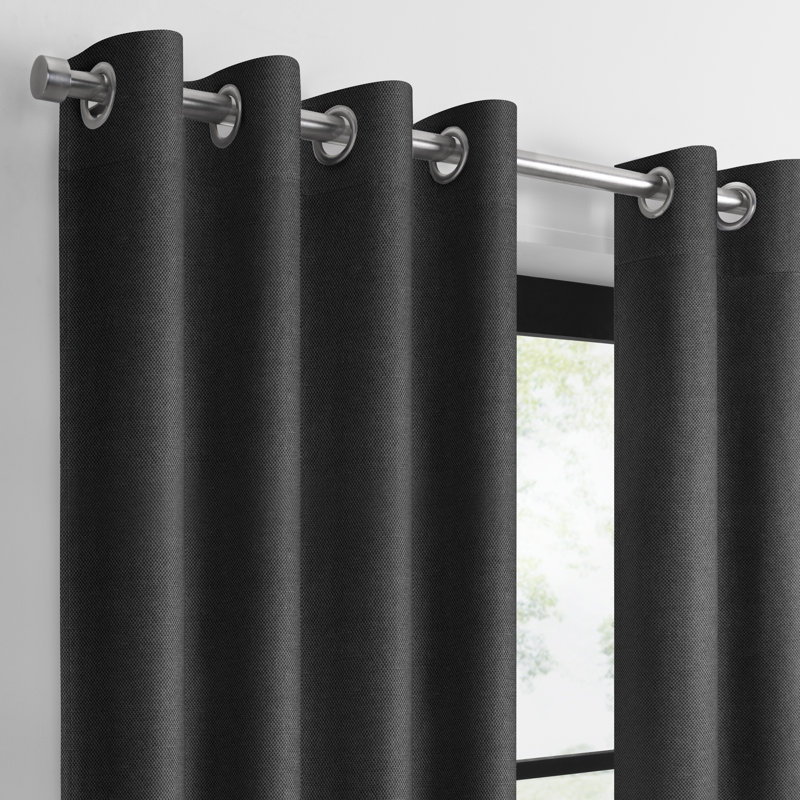Larissa Solid Grommet Curtain (Single Panel), 50" W x 84" L, Onyx