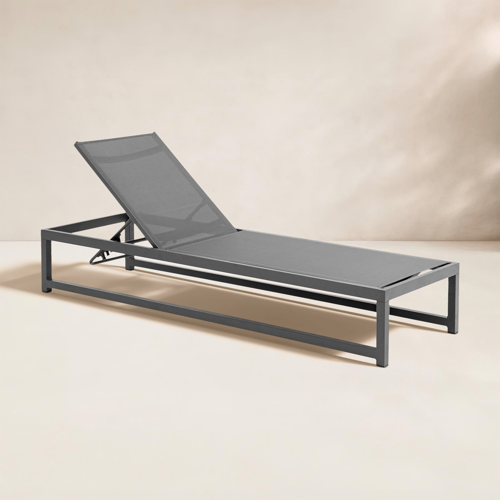 Bupleurum 26" Patio Chaise Lounge, Gray, Gray