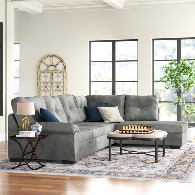 Ardme Upholstered L-Shaped Sectional Right Hand Facing, Bulldozer Black