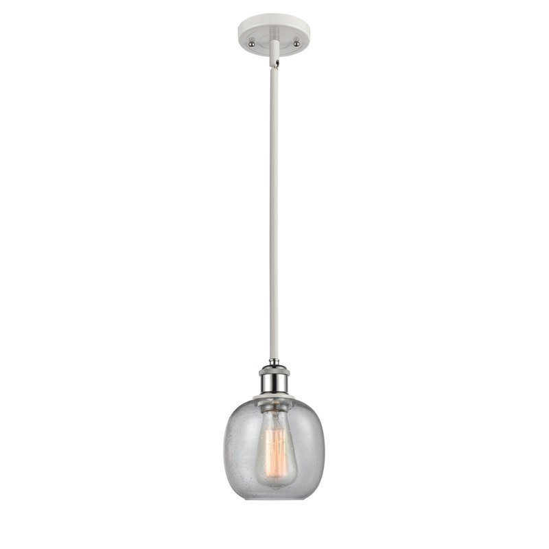 Luminaire suspendu sphérique 1 lumière Carlucci, Grainé, Ampoule non incluse, Blanc et chrome poli