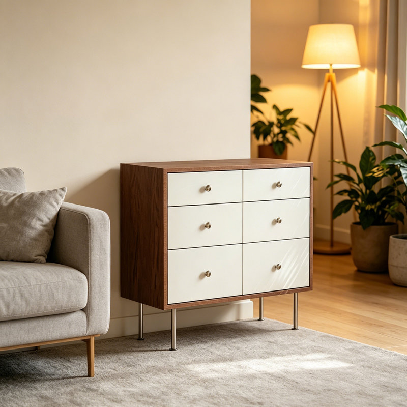 Buffet de style rétro moderne, Brun / Blanc