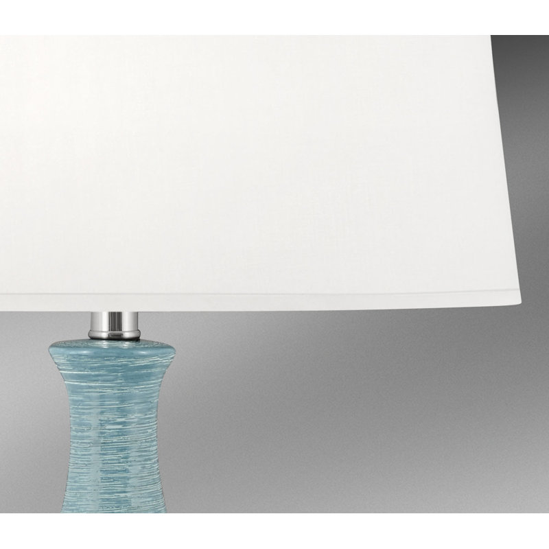 Filare 31 in. Spun Sky Blue Ceramic Table Lamp