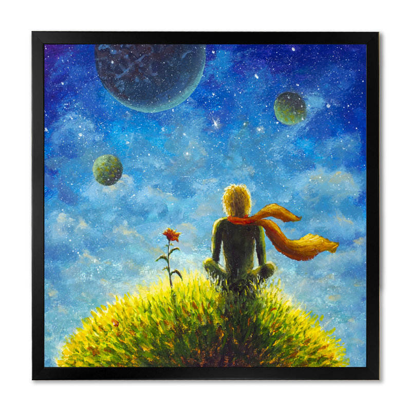 Petit Prince - peinture, Toile avec cadre noir, H 16 po x l 16 po x P 1 po