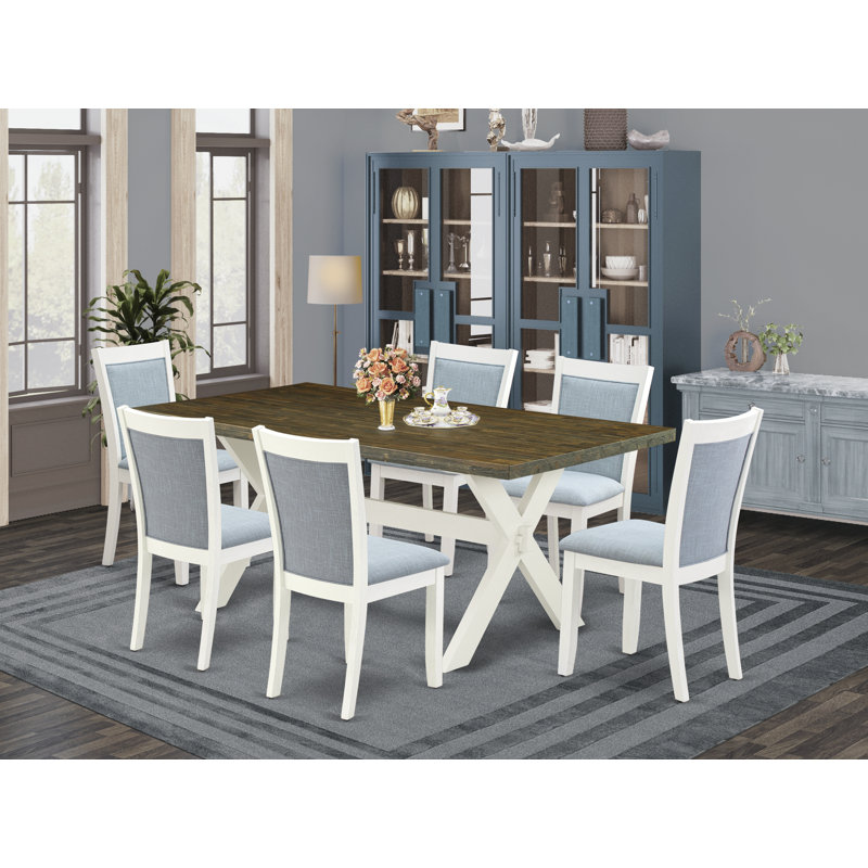 Ensemble de table de salle à manger moderne - une table de salle à manger et des chaises de salle à manger en lin avec dossier élégant